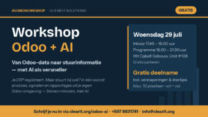 Flyer Workshop Odoo + AI – woensdag 29 juli